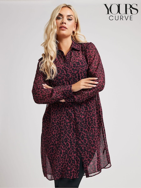 Yours Curve Purple Animal Print Longline Shirt (AT1286) | €51