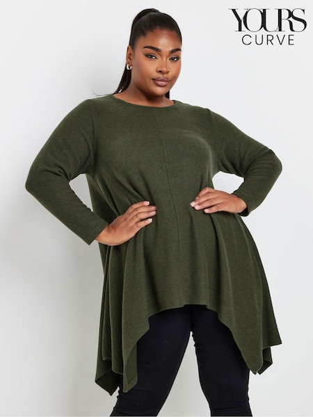 Yours Curve Green Hanky Hem Tunic Top (AT1314) | €48