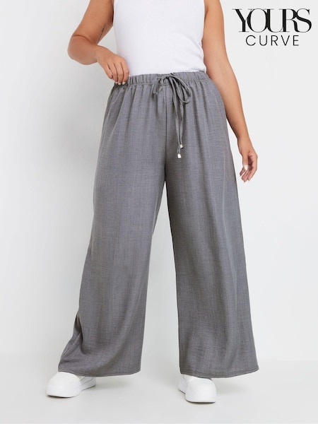 Yours Curve Grey Linen Trousers (AT1316) | €35