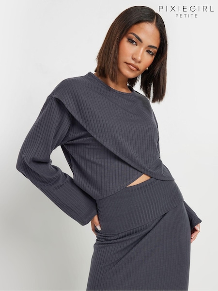 PixieGirl Petite Ribbed Cross Over Top (AT1318) | €25