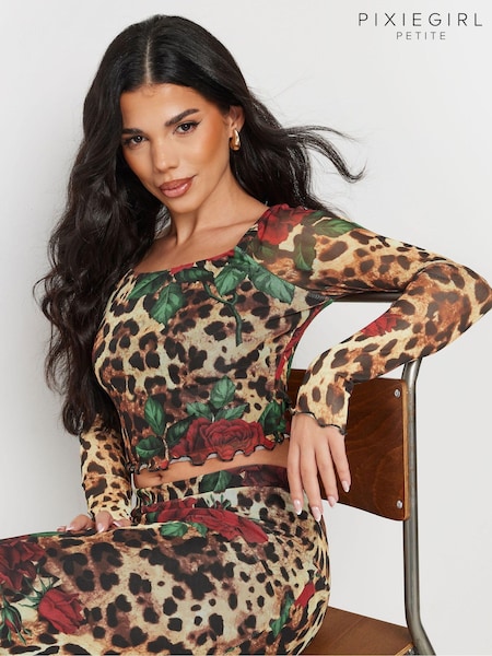PixieGirl Petite Leopard Rose T-Shirt (AT1320) | €30