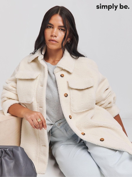 Alb - Simply Be Oversized Teddy Shacket (AT1323) | 287 LEI