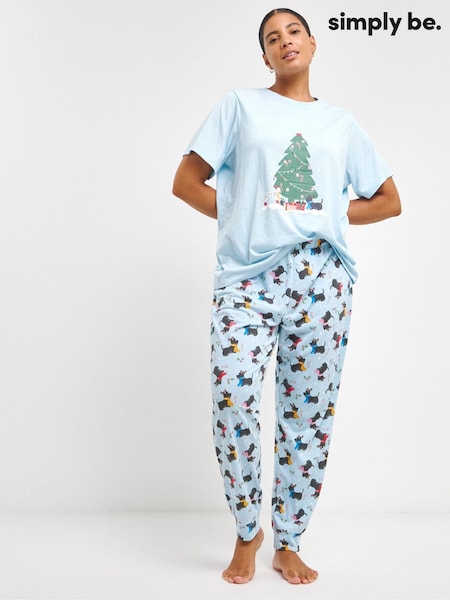 Simply Be Blue Pretty Secrets Value Cuffed Christmas Pyjamas Set (AT1327) | €13
