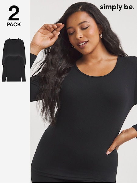 Negru - Set Simply Be Thermal Mânecă lungă Top 2 (AT1329) | 186 LEI