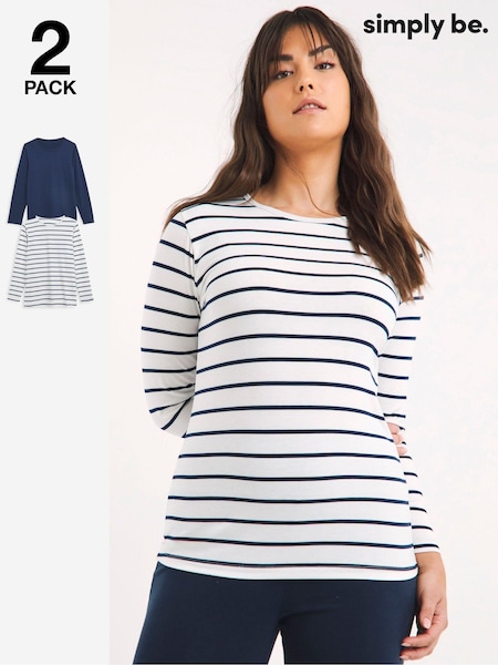 Simply Be Blue Thermal Long Sleeve Top 2 Pack (AT1341) | €32