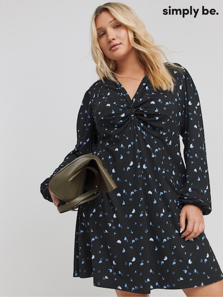 Simply Be Blue Supersoft Knot Front Skater Dress (AT1347) | €42