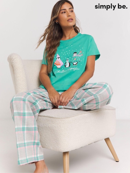 Simply Be Flannel Pyjamas Set (AT1357) | ‏146‏₪