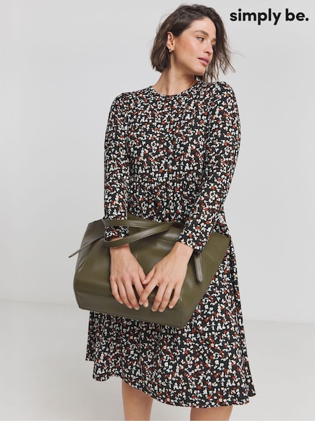 Simply Be Black Supersoft Pocket Midi Dress (AT1360) | ₪146