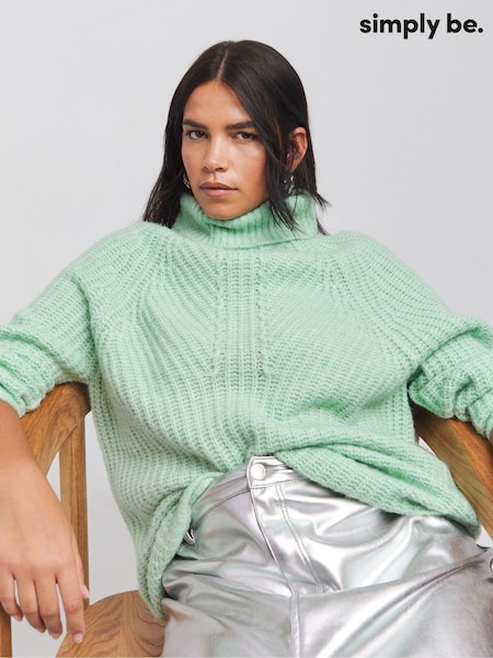 Simply Be Green Roll Neck Longline Jumper (AT1366) | 86 QAR