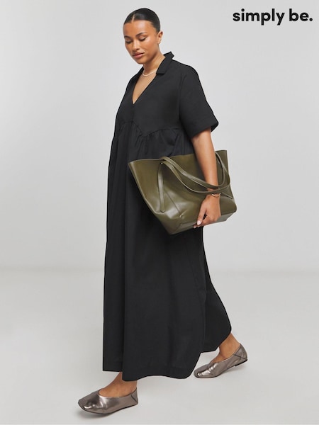 Simply Be Cotton Collared Midaxi Dress (AT1372) | €56