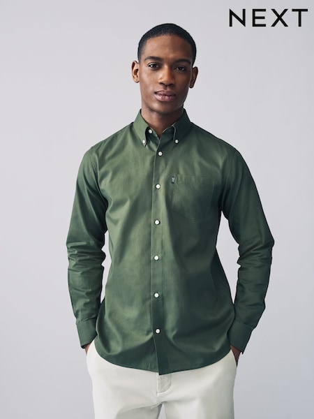 Dark Green Regular Fit Button Down Easy Iron Oxford Shirt (AT1396) | R$ 230