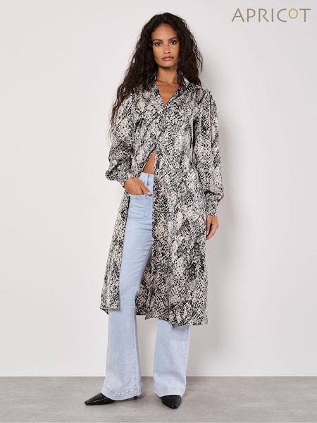 Apricot Grey Snakeskin Open Collar Shirt Dress (AT1417) | €24