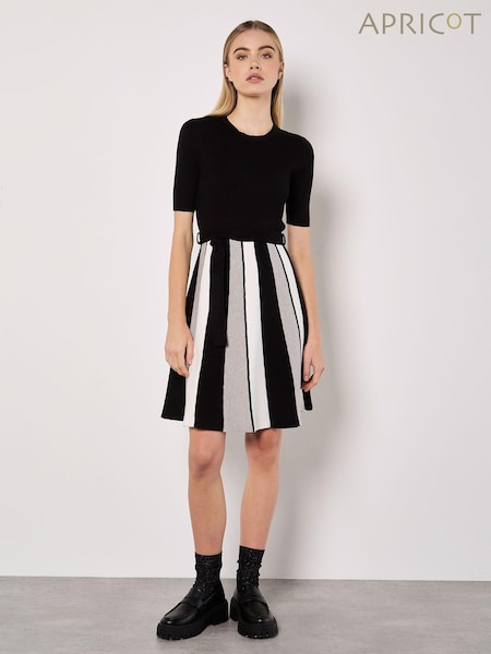 Apricot Black Colourblock Carousel Knit Dress (AT1422) | €59