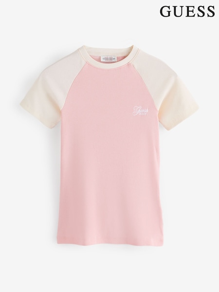 Guess Jeans Light Pink Short Sleeve Logo Slim T-Shirt (AT1455) | €38