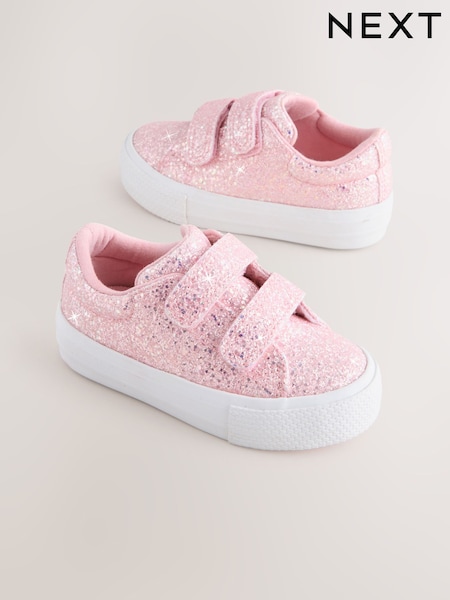 Pink Glitter Standard Fit (F) Chunky Trainers With Touch Fastening (AT1501) | €22 - €25