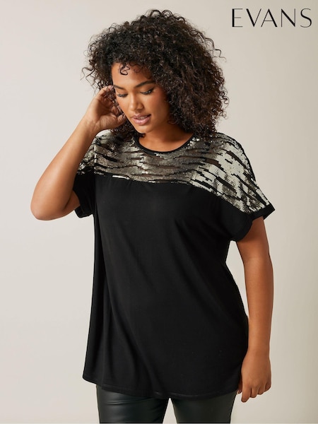 Evans Sequin Yoke Top (AT1547) | AED84