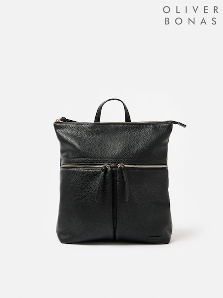 Oliver Bonas Black Large Anie Multi Pocket Backpack (AT1615) | ₪292