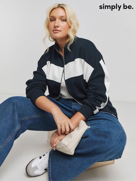 Simply Be Blue Stripe Zip Through Hoodie (AT1661) | AED87