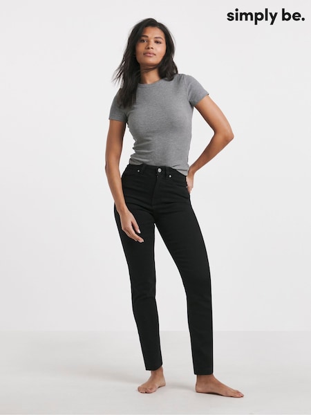črna - Simply Be High Waisted Super Stretch Slim Jeans (AT1672) | € 39