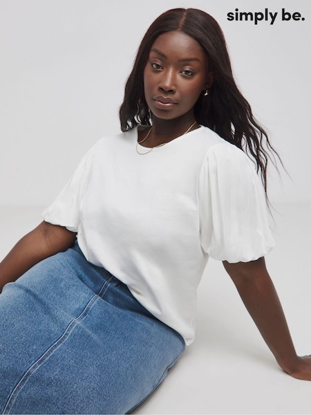 Simply Be 100% Cotton Poplin Puff Sleeve T-Shirt (AT1680) | 35 €
