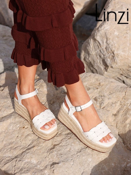 Linzi White Grazia Braided Wedge Sandals (AT1697) | €48