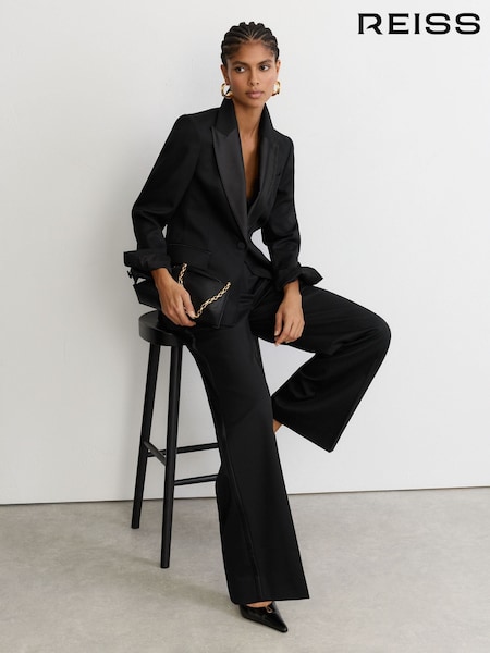Black - Reiss Dakota Wool-blend Single-breasted Tuxedo Blazer
