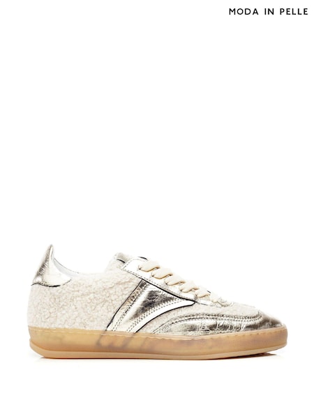 أبيض - Moda in Pelle Bennet Feature Material Gum Sole Trainers (AT1863) | ‏37 ر.ع.‏