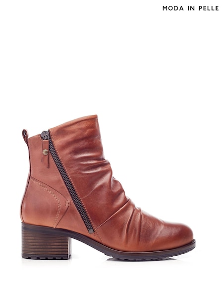 Moda in Pelle Onika Rouched Leather Ankle Boots (AT1867) | AED404