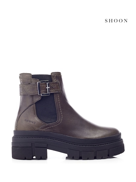 Maro - Moda in Pelle Oller Buckle Strap Chunky Leather Chelsea Boots (AT1871) | 1,110 LEI