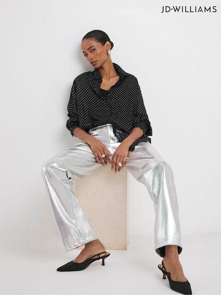 JD Williams PU Leather Look Straight Leg Trousers (AT1893) | 208 LEI