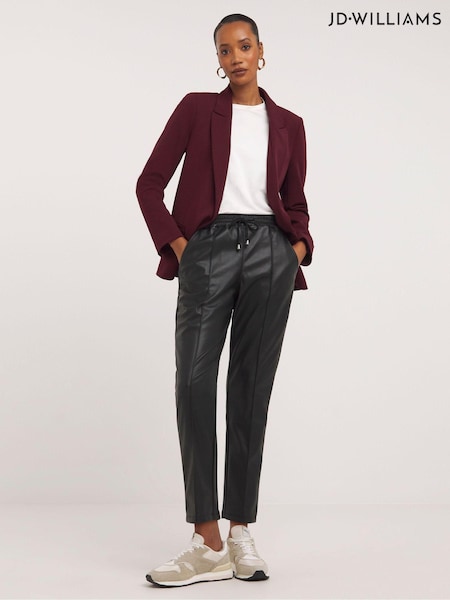 JD Williams Black Faux Leather PU Tapered Trousers (AT1907) | €51