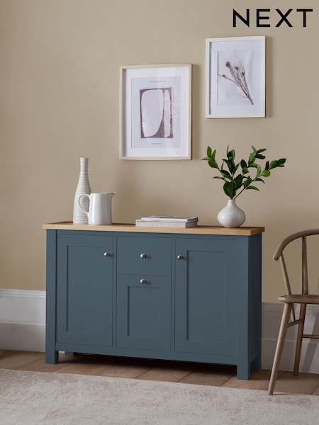 Navy Blue Malvern Oak Effect Large Slim Sideboard (AT1939) | €320