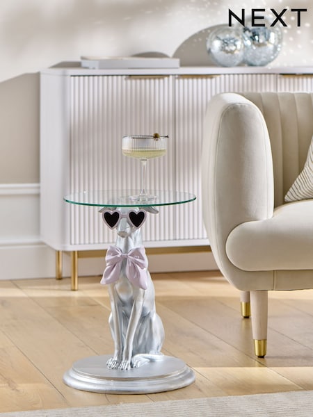 Silver Willamina Whippet Dog Side Table (AT1950) | €165