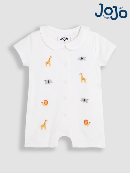JoJo Maman Bébé 100% Organic Cotton Short Sleeve Safari Embroidered Sleepsuit (AT1985) | 30 €