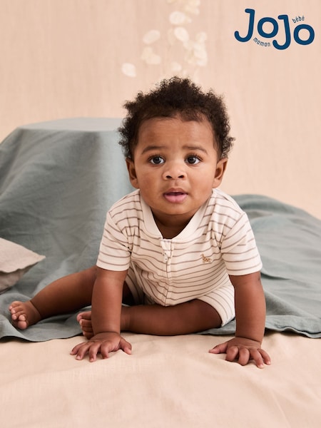 JoJo Maman Bébé 100% Cotton Short-Sleeved Stripe Romper (AT2000) | 23 € - 26 €