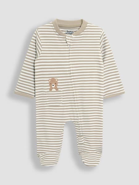 JoJo Maman Bébé Tan Organic Cotton Footed Pocket Zip Sleepsuit (AT2025) | 1,262 UAH