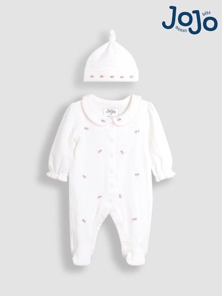 JoJo Maman Bébé Cotton Collared 2-Piece Embroidered Sleepsuit and Hat Set (AT2034) | 41 €