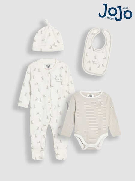 Jojo Maman Bébé White Baby 100% Cotton 4-Piece Gifting Set (AT2042) | €55