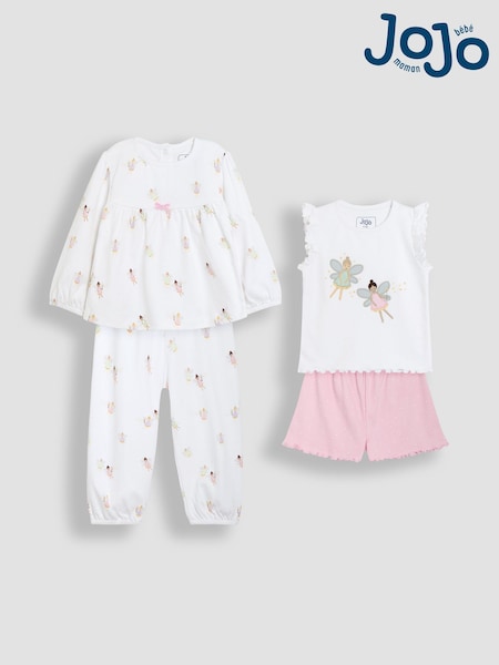 JoJo Maman Bébé White 2-Pack Fairy Jersey Pyjamas (AT2056) | €47