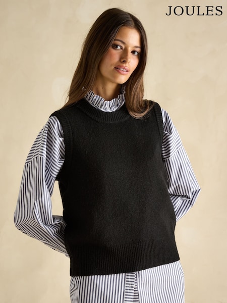 Joules Holly Black Regular Fit Knitted Vest (AT2109) | R$ 395