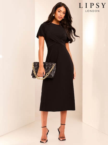 Lipsy Black Cross Front Underbust Jersey Midi Dress (AT2147) | €46