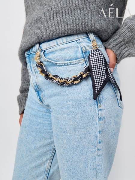 Aela Monochrome Houndstooth Print Bag Charm (AT2202) | €9