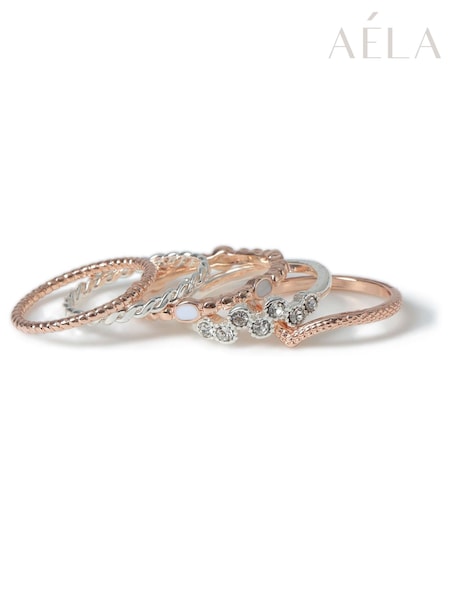 Aela Silver and Rose Gold Tone Stacker Multipack Ring (AT2219) | €18