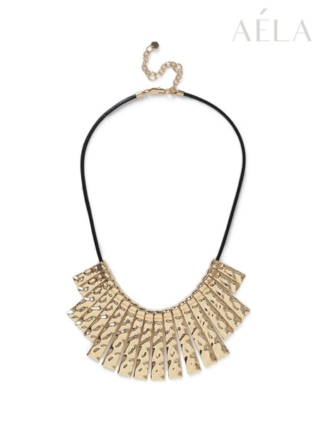 Aela Cord Beaten Stick Collar Gold Necklace (AT2233) | €29