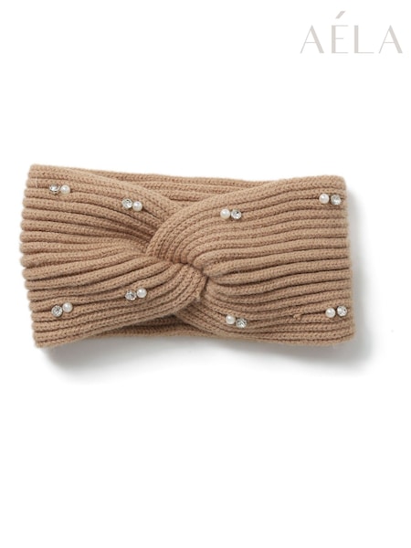 Aela Knitted Embellished Camel Bandeau (AT2234) | 62 LEI