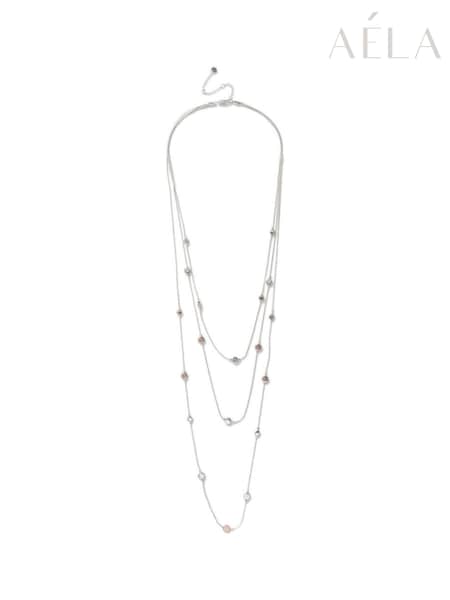 Aela Silver Tone Multi Row Disc Charm Necklace (AT2235) | 28 €