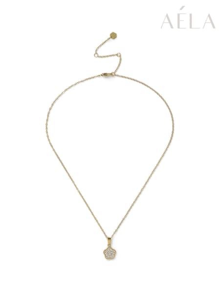 Aela Gold Tone Stainless Steel Pave Flower Necklace (AT2248) | €25