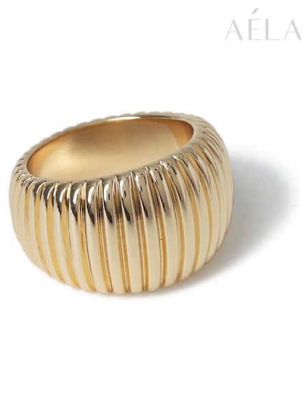 Aela Gold Tone Ridged Ring (AT2254) | €14