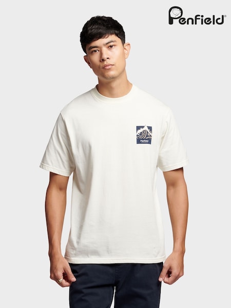 Penfield White Mens 100% Cotton Mountain Back Graphic T-Shirt (AT2262) | R$ 395