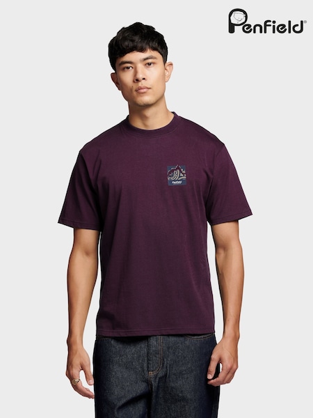Пурпурный - Penfield Mens 100% Cotton Mountain Back Graphic T-Shirt (AT2267) | €53